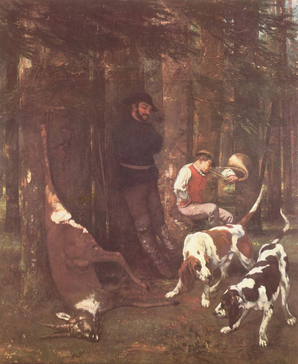 De prooi (jacht met honden) door Gustave Courbet