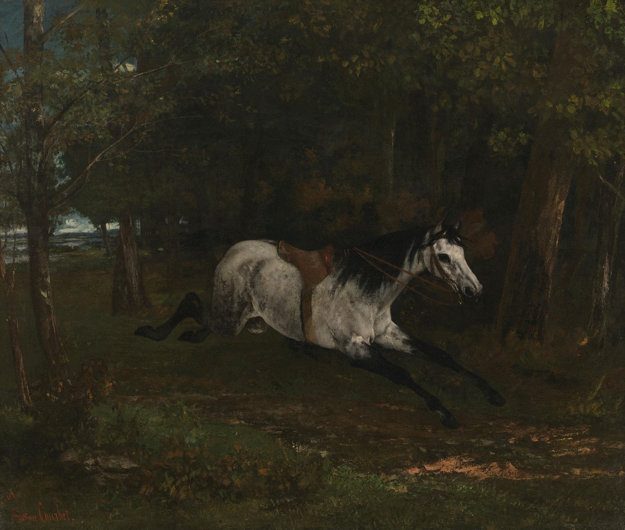 Een paard dat doorloopt door Gustave Courbet