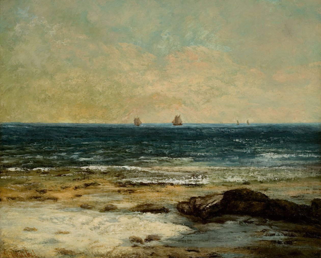 Frans: Les Bords de la mer à Palavas door Gustave Courbet