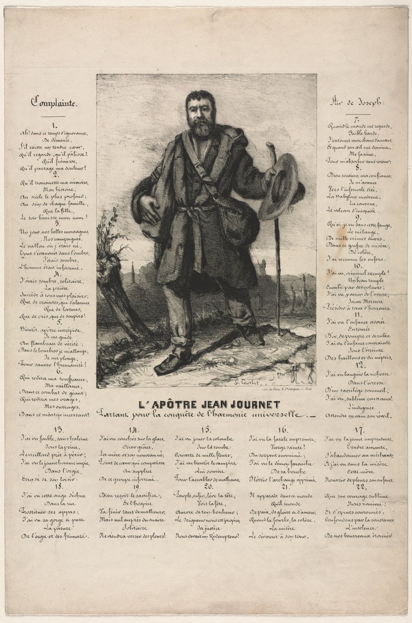 Jean Journet vertrekt voor de verovering van universele harmonie, 1850 door Gustave Courbet