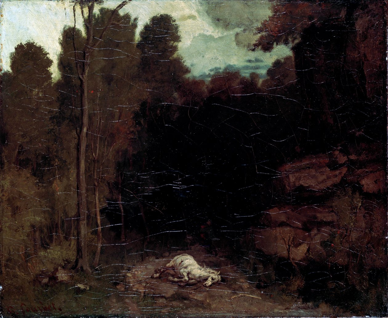 Landschap met een dood paard, 1850s door Gustave Courbet
