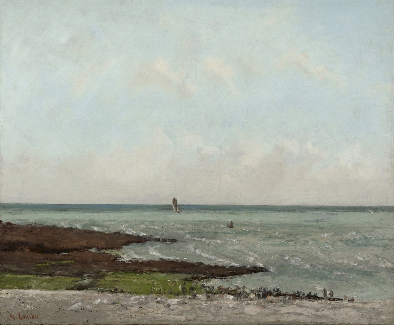 Wasvrouwen bij eb, Étretat, 1866 of 1869 door Gustave Courbet