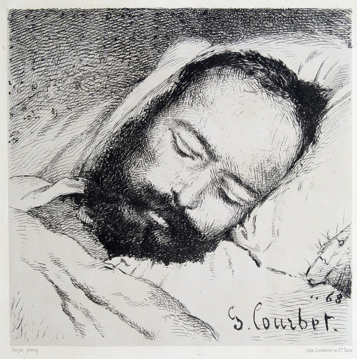Doodsportret van Proudhon, 20/01/1865 - door Gustave Courbet door Gustave Courbet