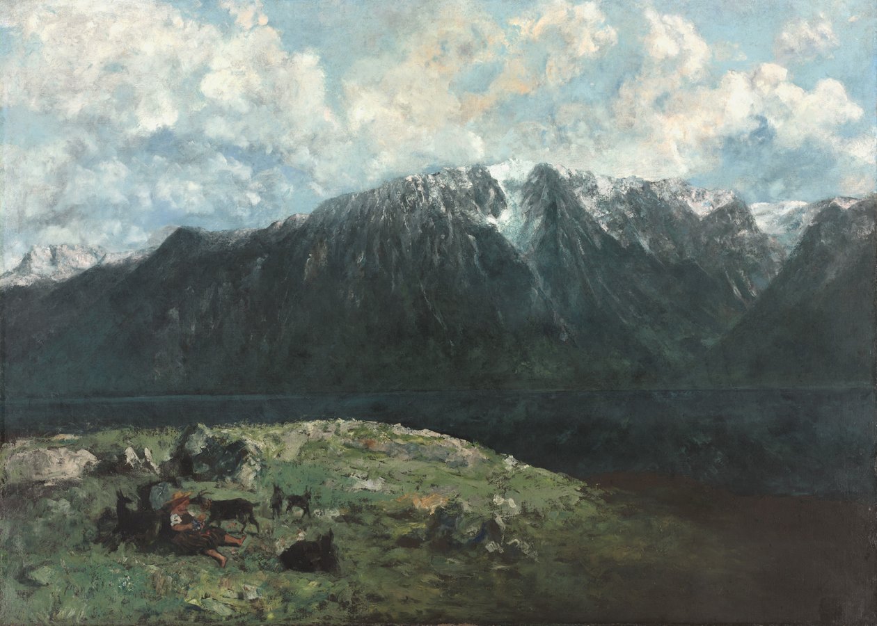 Panoramisch uitzicht op de Alpen, Les Dents du Midi door Gustave Courbet