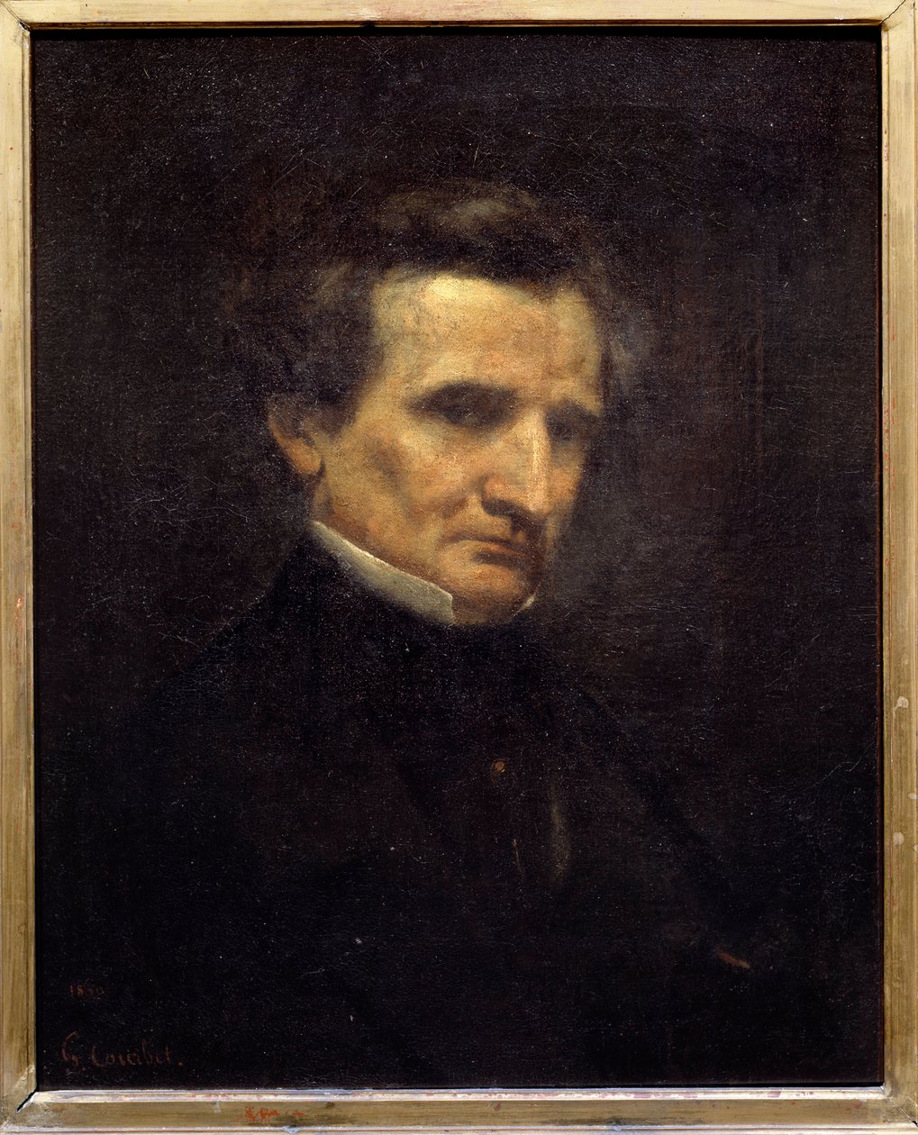 Portret van Hector Berlioz (1803-1869), Franse componist. door Gustave Courbet