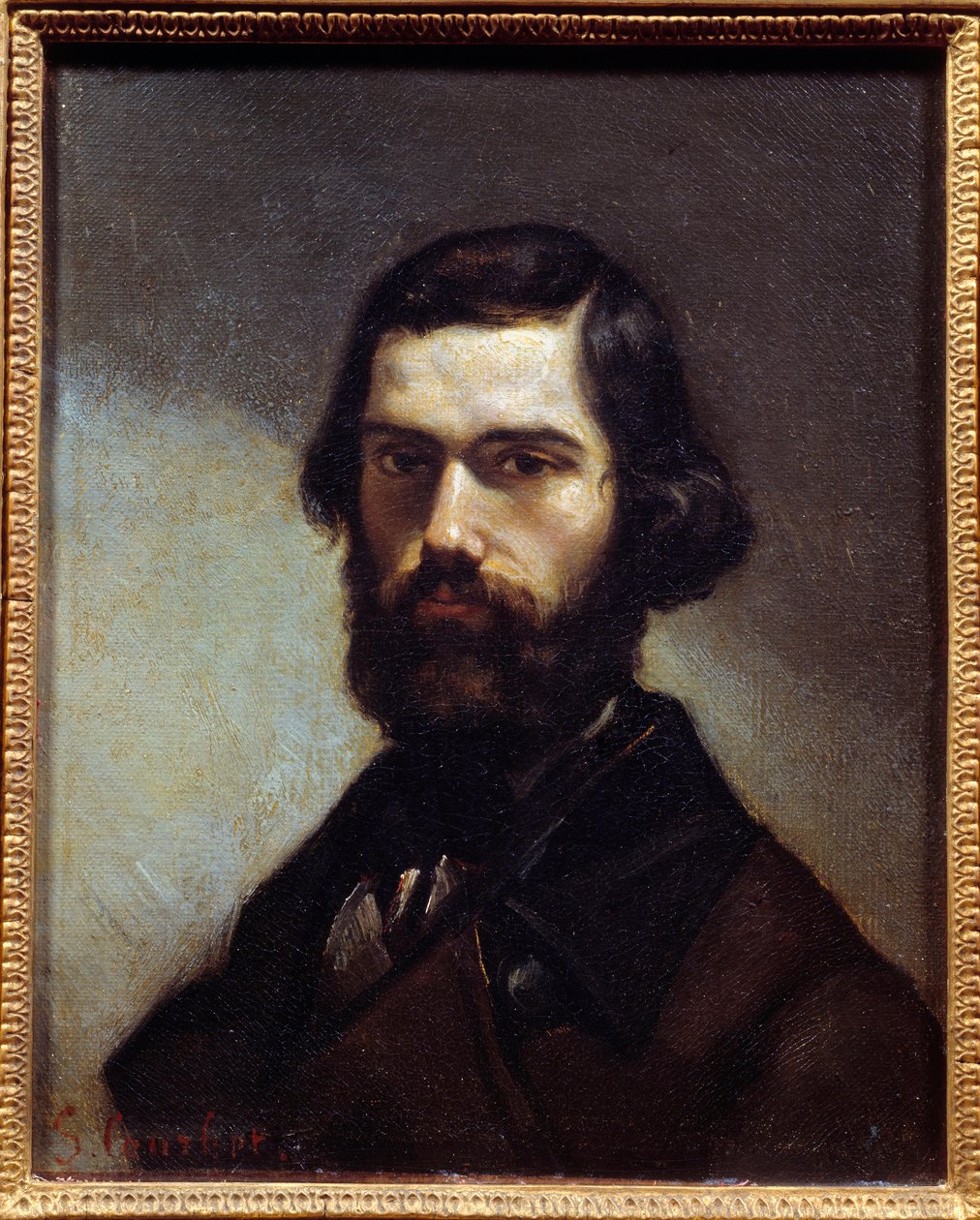 Portret van Jules Valles (1832-1885) schrijver, journalist en politicus door Gustave Courbet