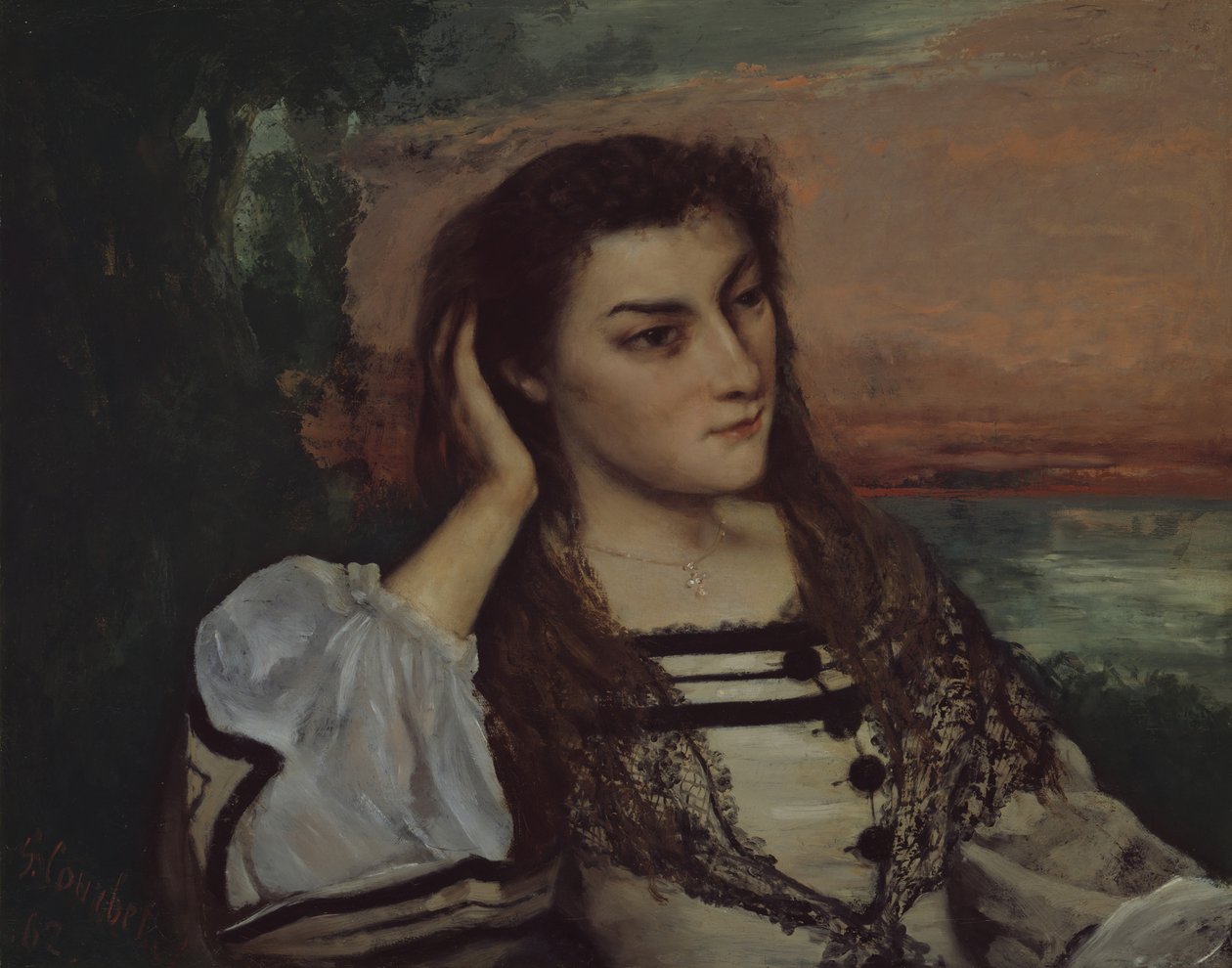 Rêverie Portret van Gabrielle Borreau, 1862 door Gustave Courbet
