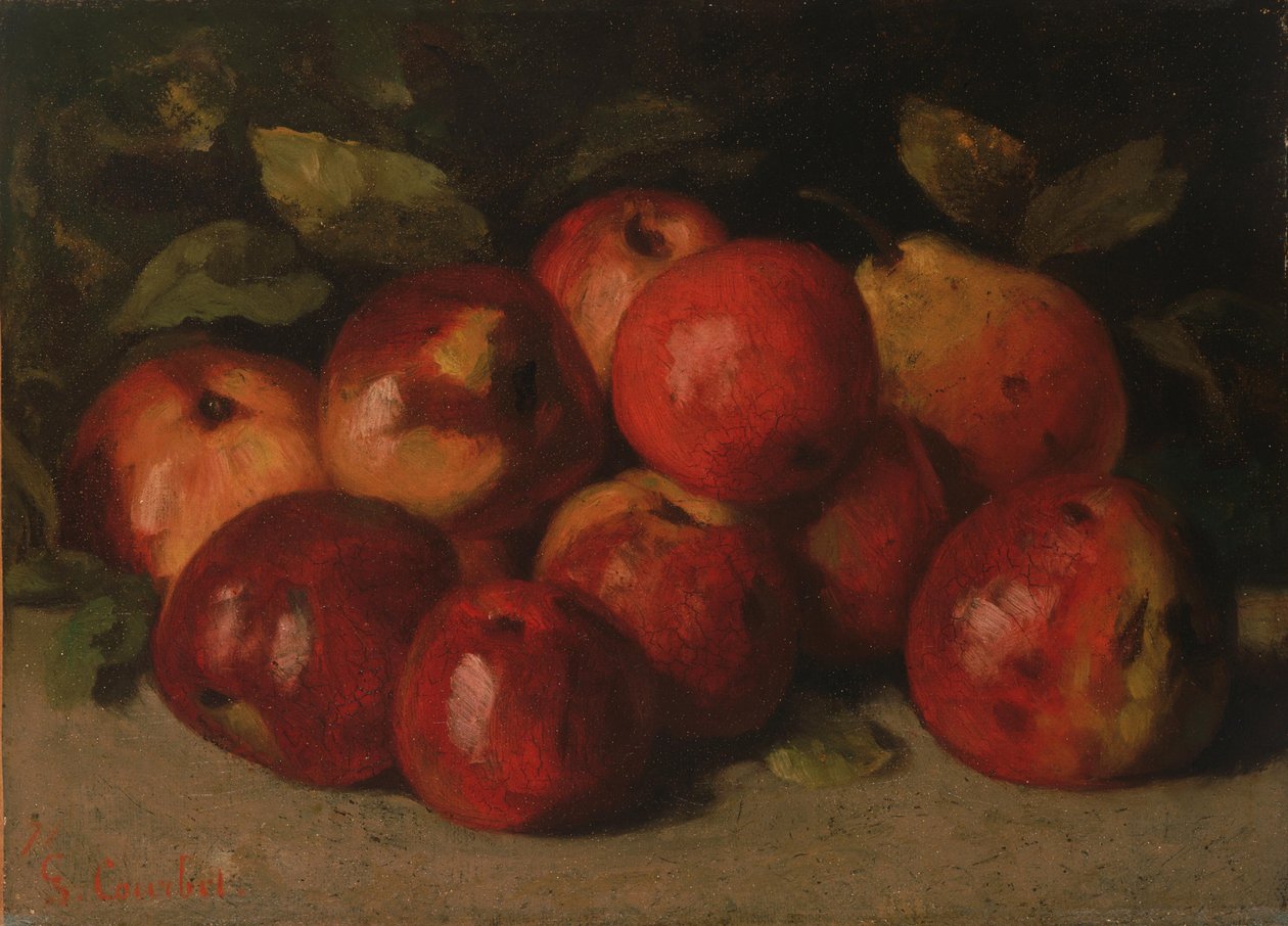 Stilleven met appels en een peer door Gustave Courbet
