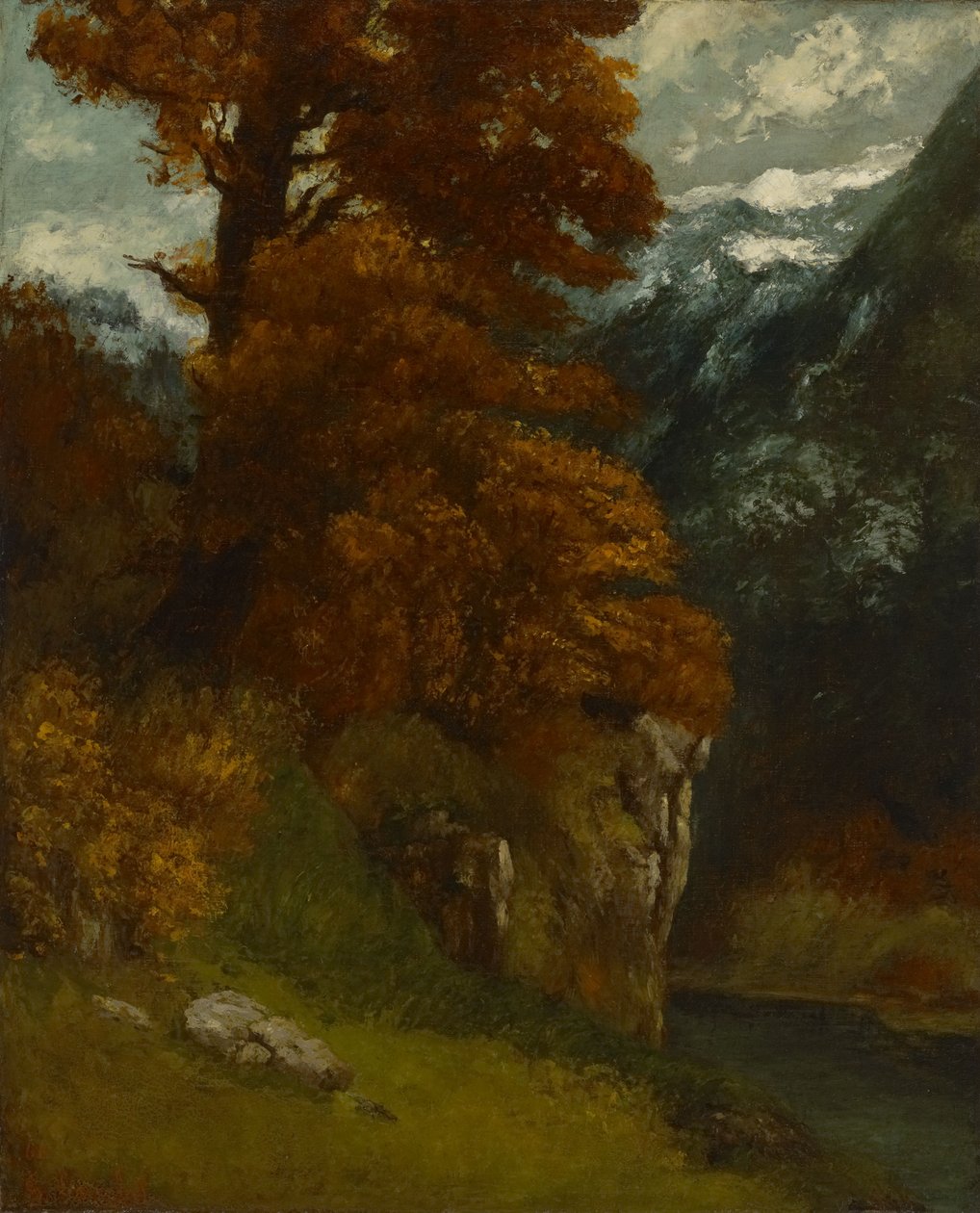 The Glen bij Ornans (aan de oevers van de Doubs; herfstsfeer) door Gustave Courbet