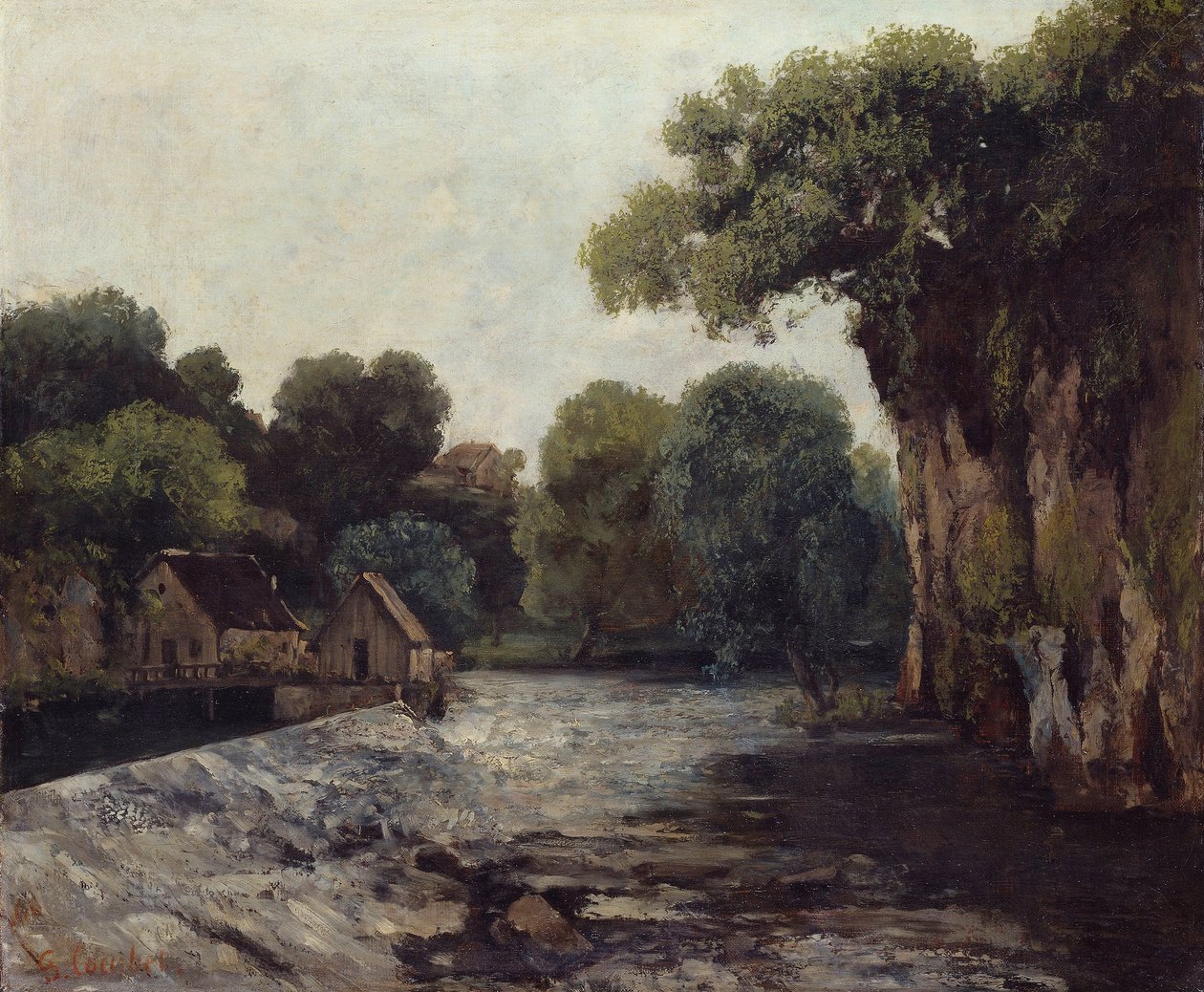 De stuw bij de molen door Gustave Courbet