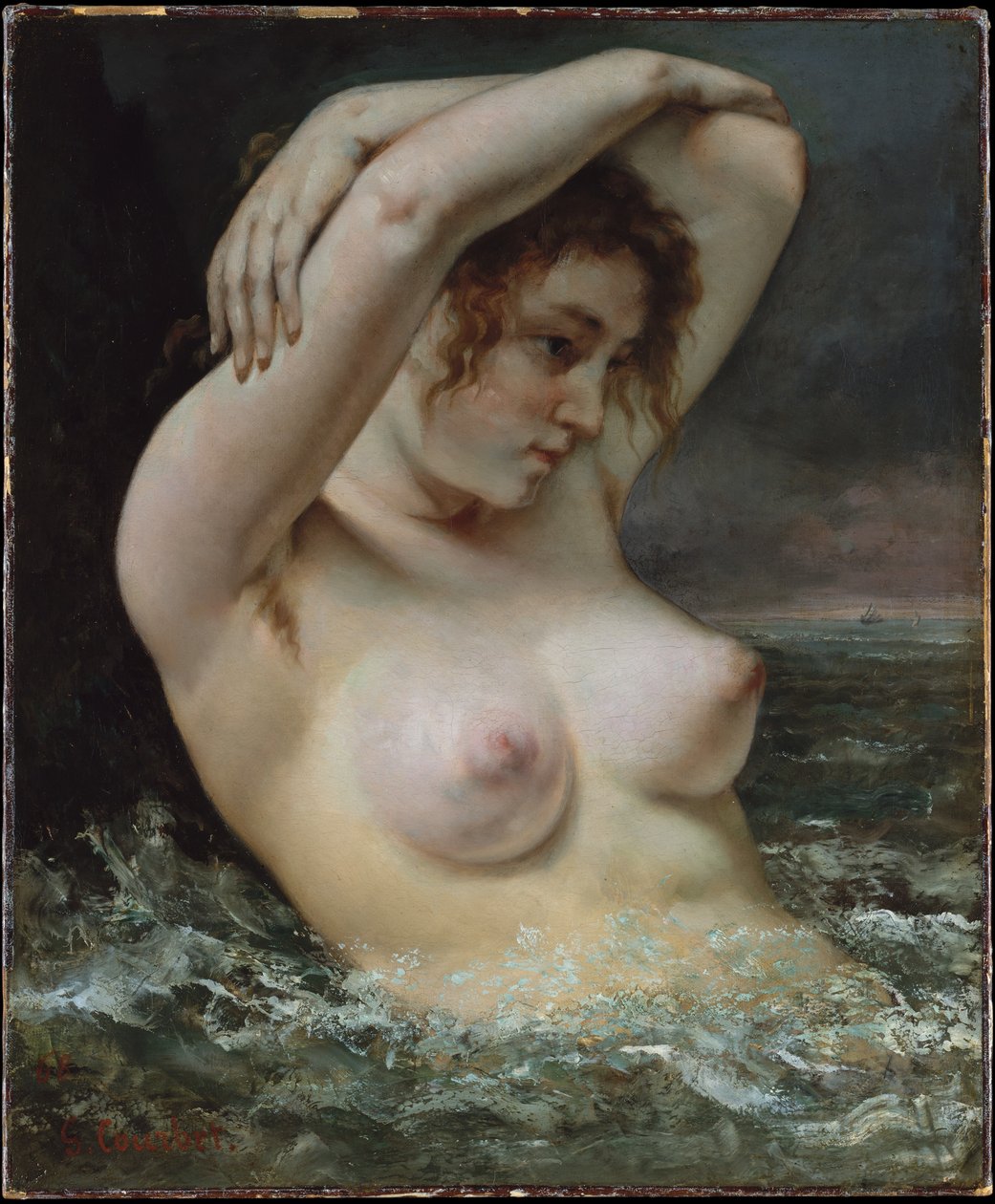 De vrouw in de golven door Gustave Courbet