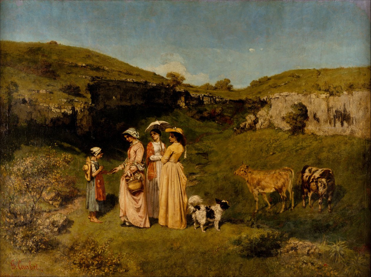 Jonge dames uit het dorp door Gustave Courbet