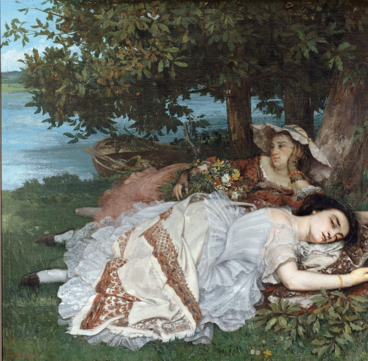 Jonge Dames aan de Oever van de Seine door Gustave Courbet