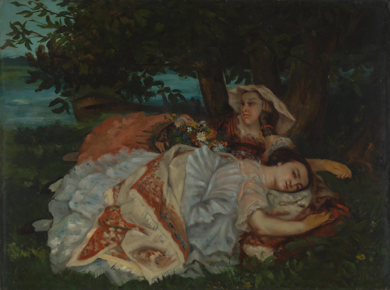 Jonge Dames aan de Oever van de Seine, voor 1857 door Gustave Courbet