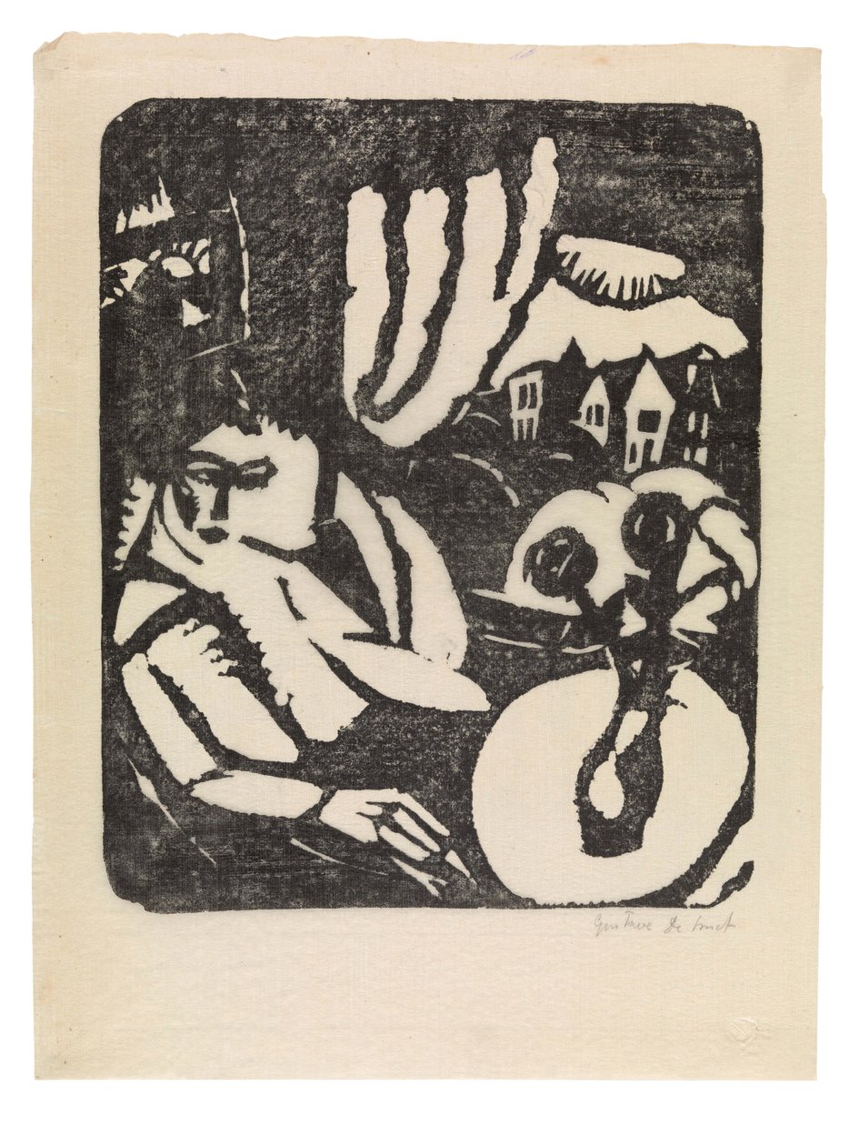 Dutch: Interieur of Zittende vrouw bij het venster door Gustave de Smet
