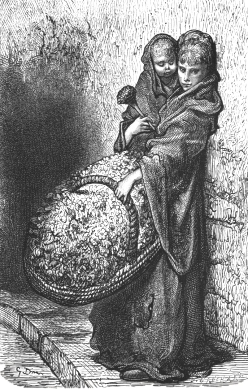 Een Bloemenmeisje, 1872 door Gustave Dore
