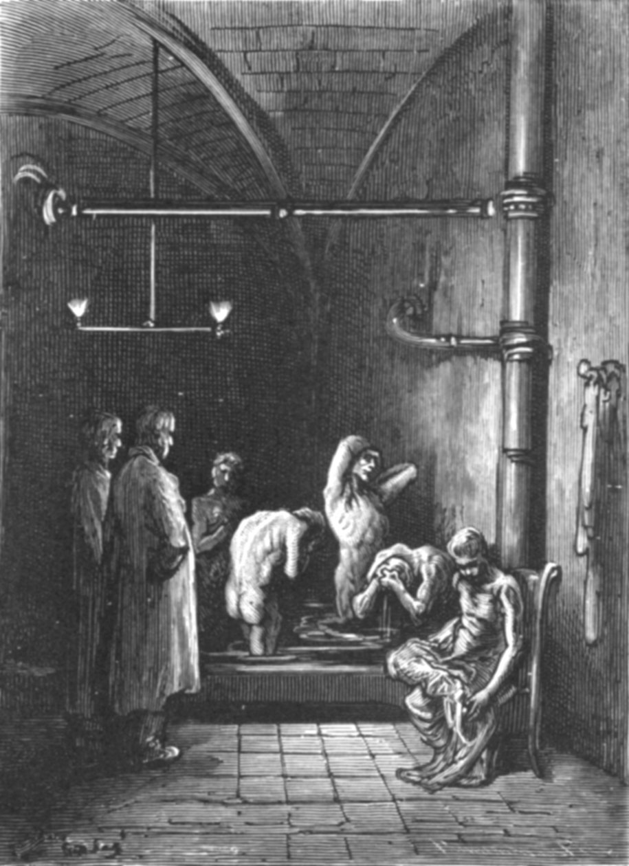 Een huis van toevlucht - In het bad door Gustave Dore