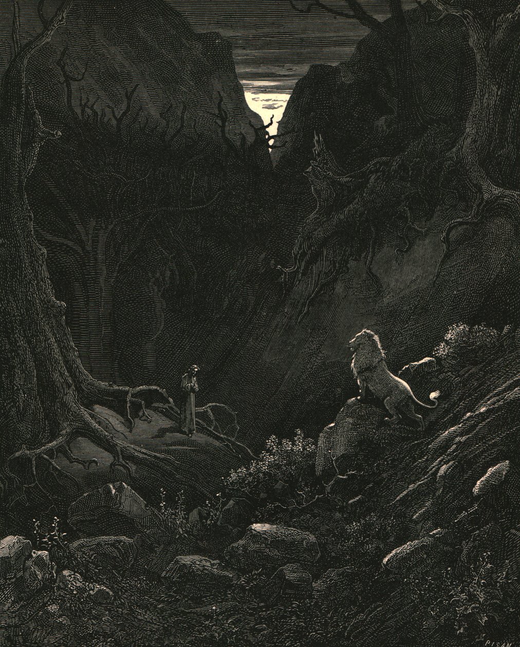 Een leeuw kwam, tegen mij zoals het leek, c1890 door Gustave Dore