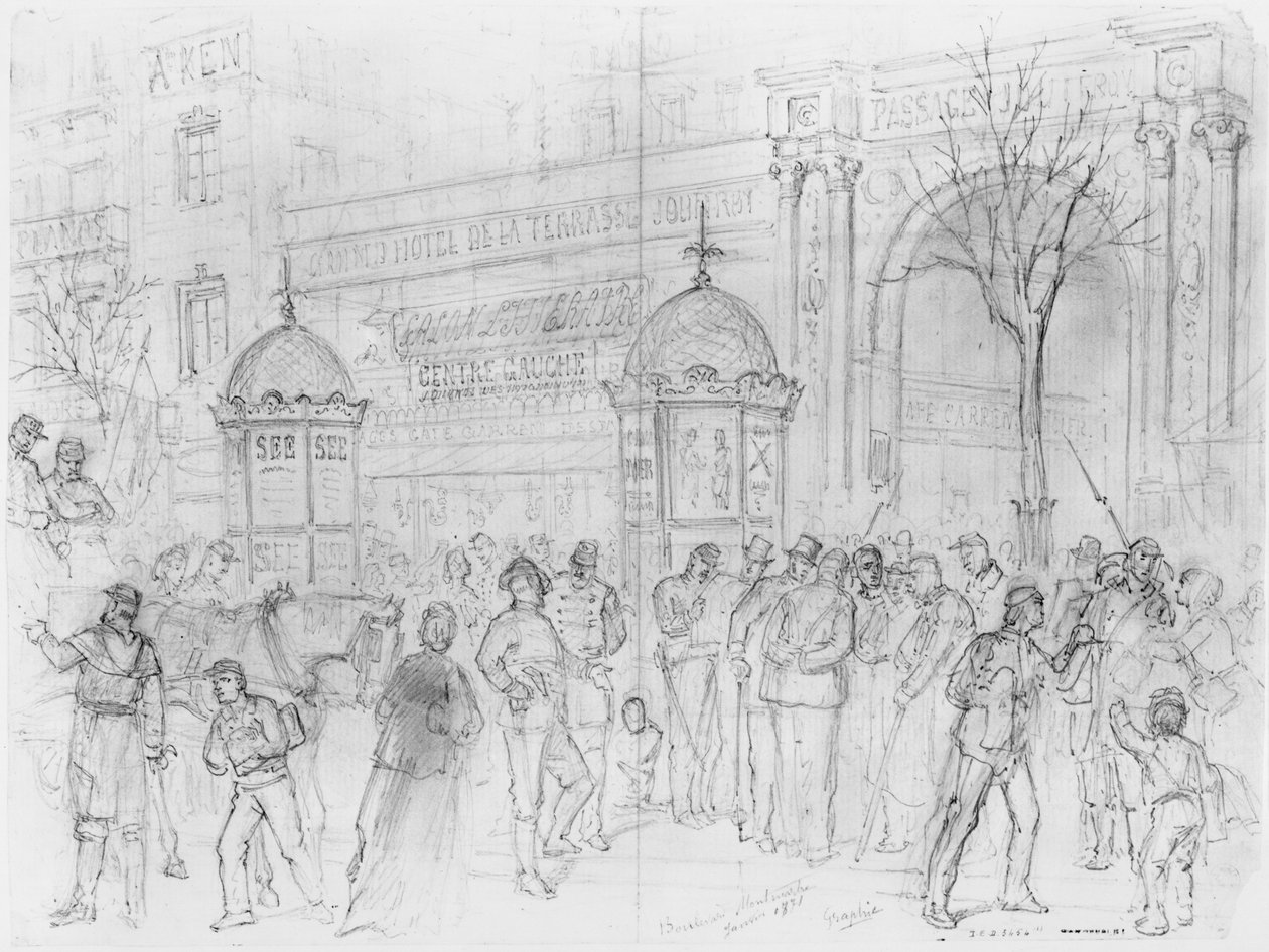 Album van het beleg van Parijs, Boulevard Montmartre, januari 1871 door Gustave Dore
