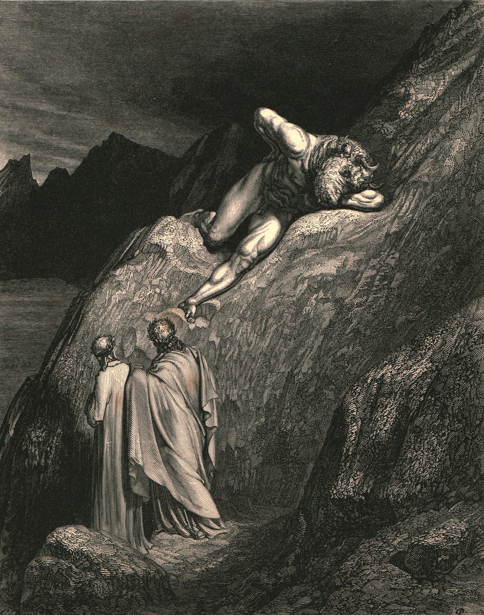 En daar op het punt van de gespleten bergkam lag de schande van Kreta door Gustave Dore