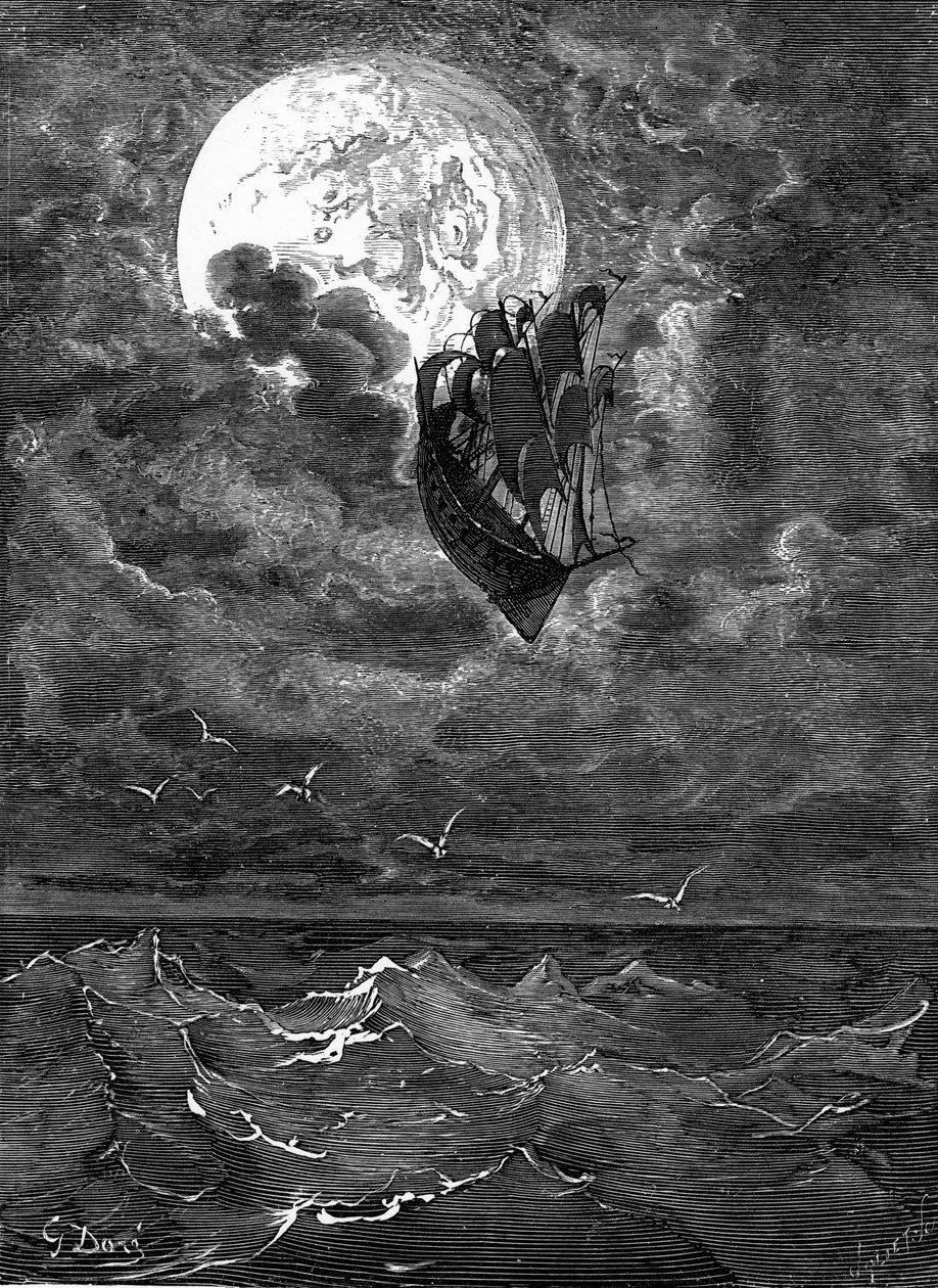 Baron Münchhausen: Reis naar de maan, door Doré door Gustave Dore