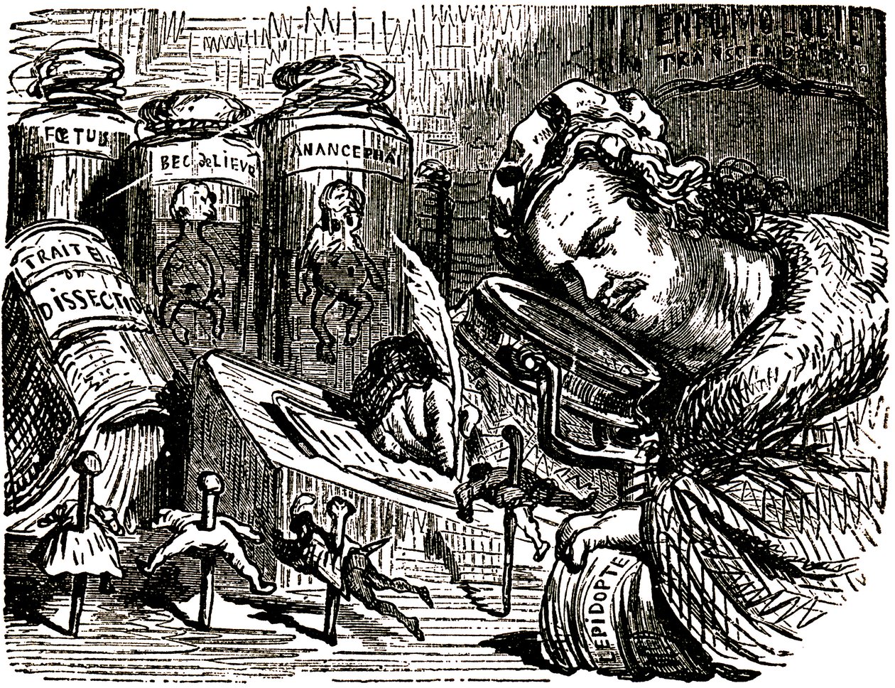 Cartoon door Honoré de Balzac (1799-1850) door Gustave Doré (1832-1883) voor de 