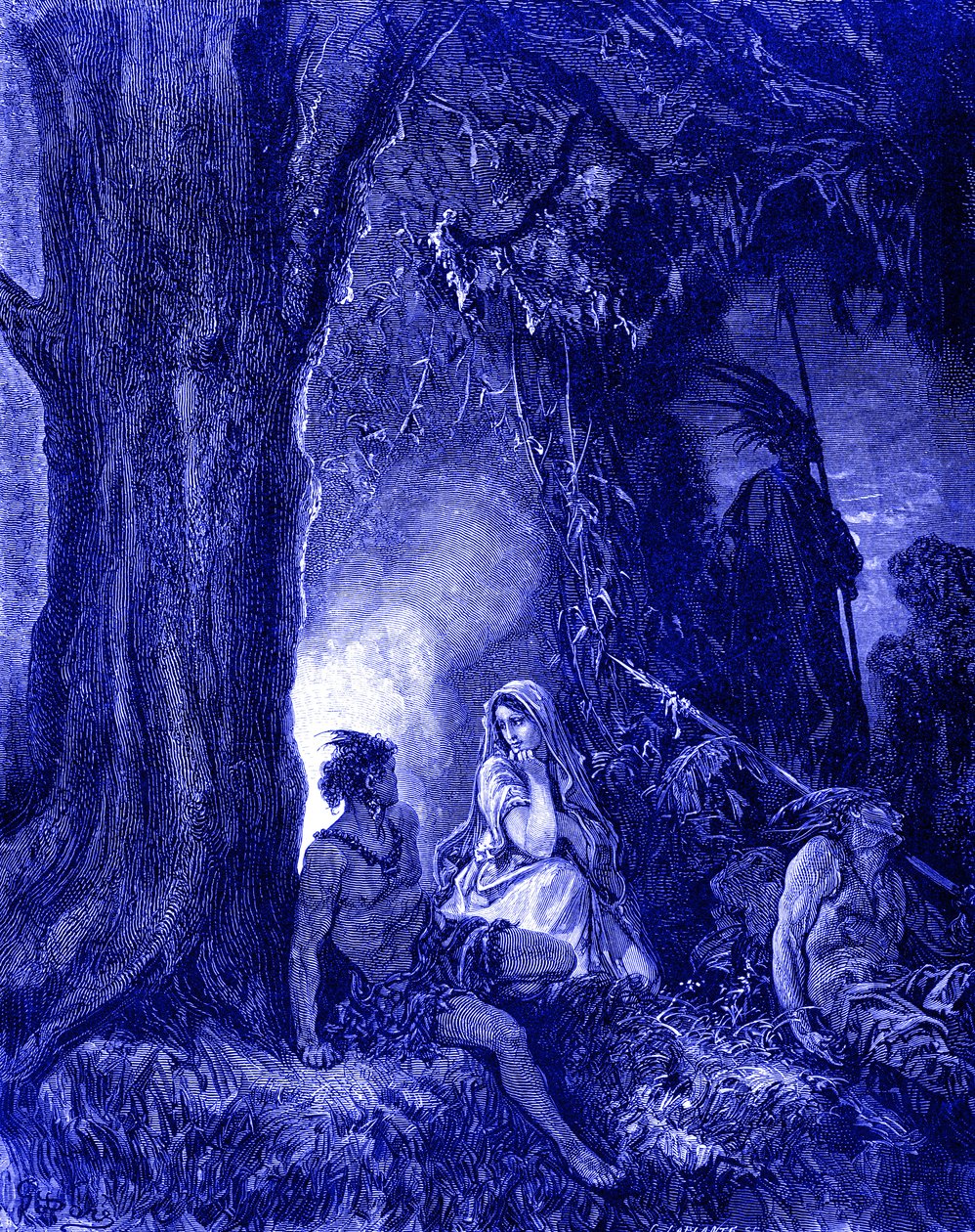 Chactas en Atala, gravure door Doré door Gustave Dore