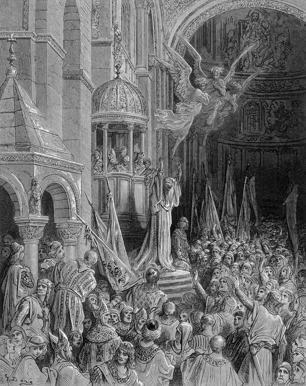 Dandolo predikt de kruistocht in de kerk van San Marco in Venetië - gravure door Gustave Doré door Gustave Dore