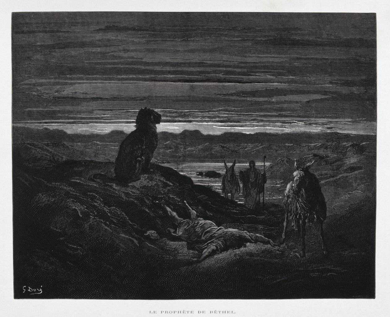 De dood van de profeet van Bethel, Illustratie uit de Dore Bijbel door Gustave Dore
