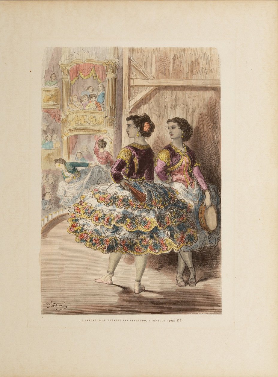 El fandango in het Teatro de San Fernando de Sevilla, ca. 1874 door Gustave Dore