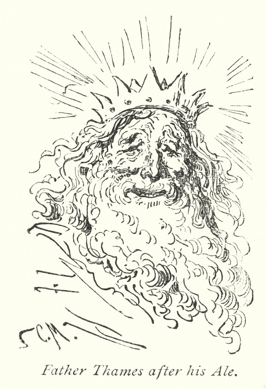 Vader Theems na zijn bier (gravure) door Gustave Dore