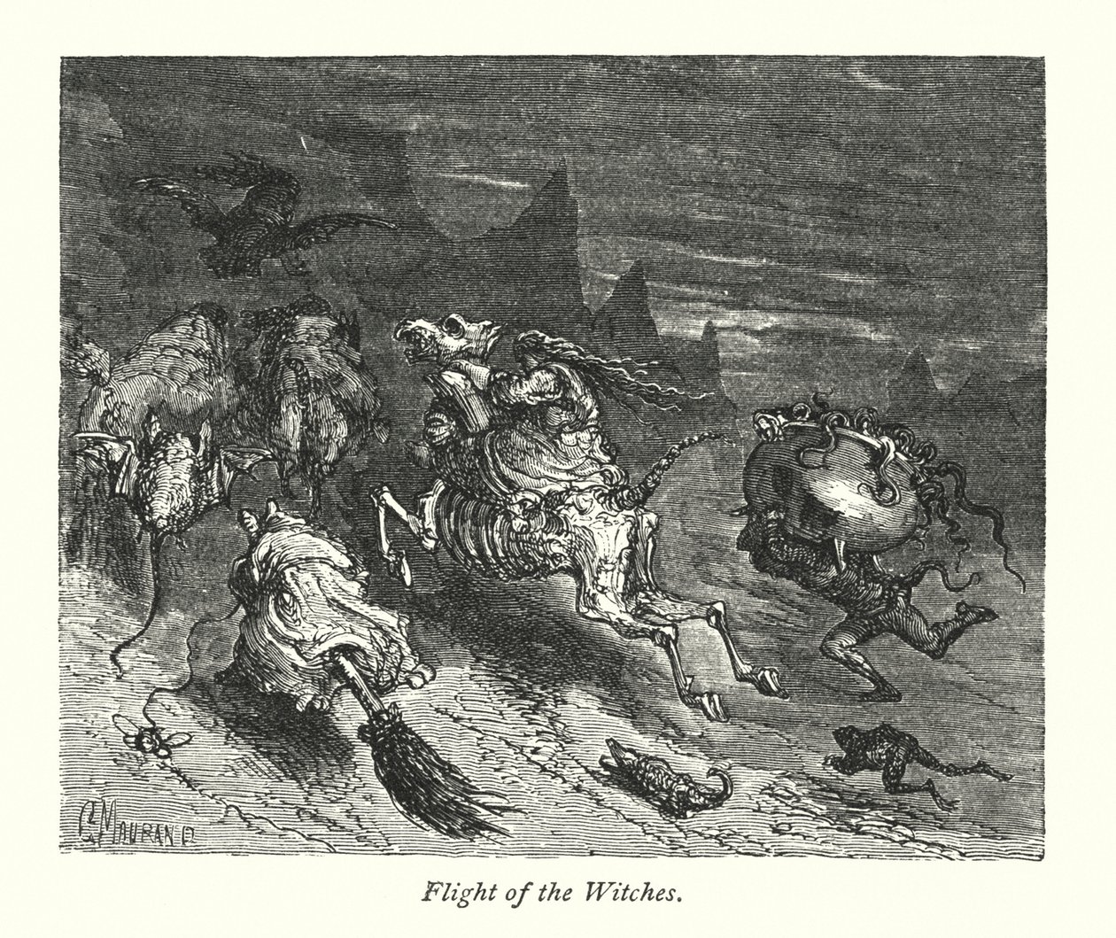 Vlucht van de heksen (gravure) door Gustave Dore