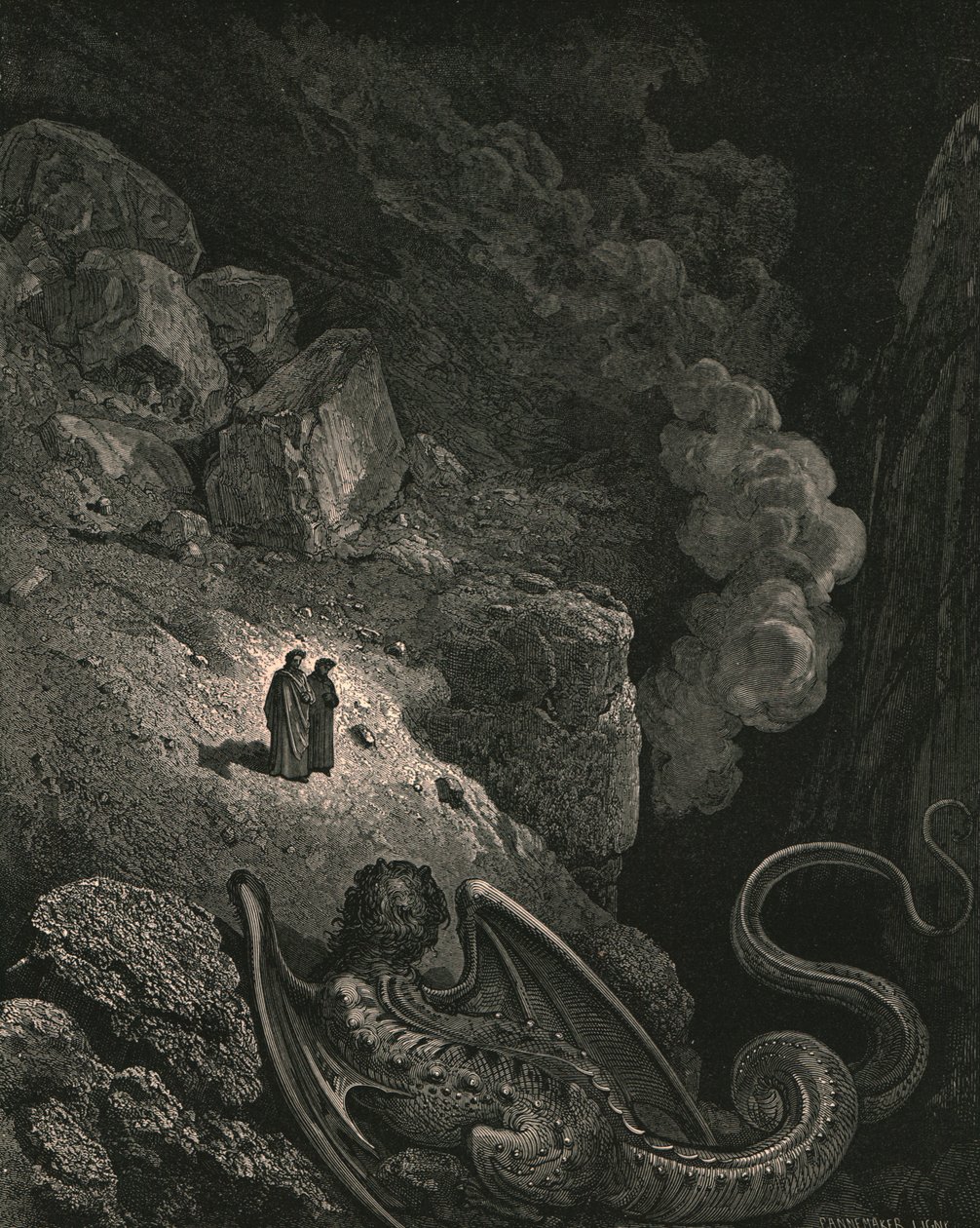 Onmiddellijk verscheen dat verachtelijke beeld van bedrog, ca. 1890 door Gustave Dore