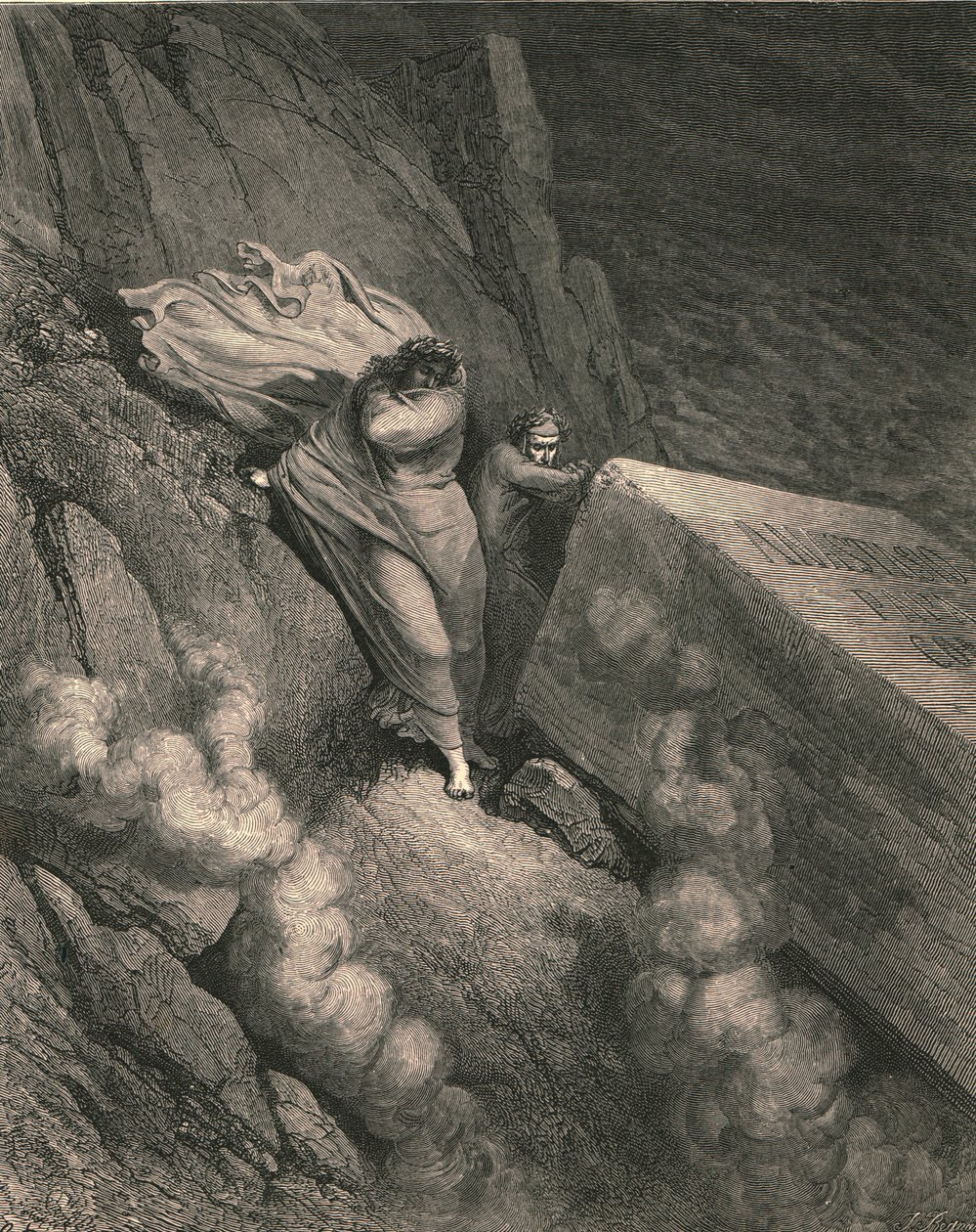 Uit de diepe afgrond, achter het deksel van een groot monument stonden we teruggetrokken door Gustave Dore