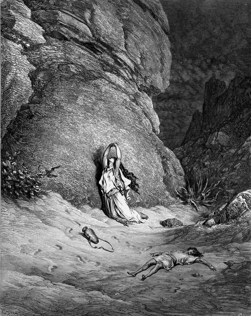 Hagar en Ismaël, gravure door Doré door Gustave Dore
