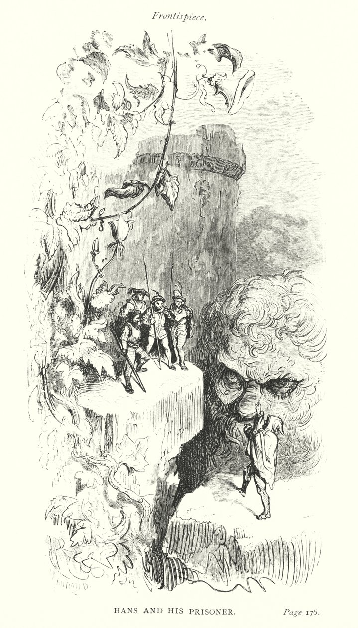 Hans en zijn gevangene (gravure) door Gustave Dore