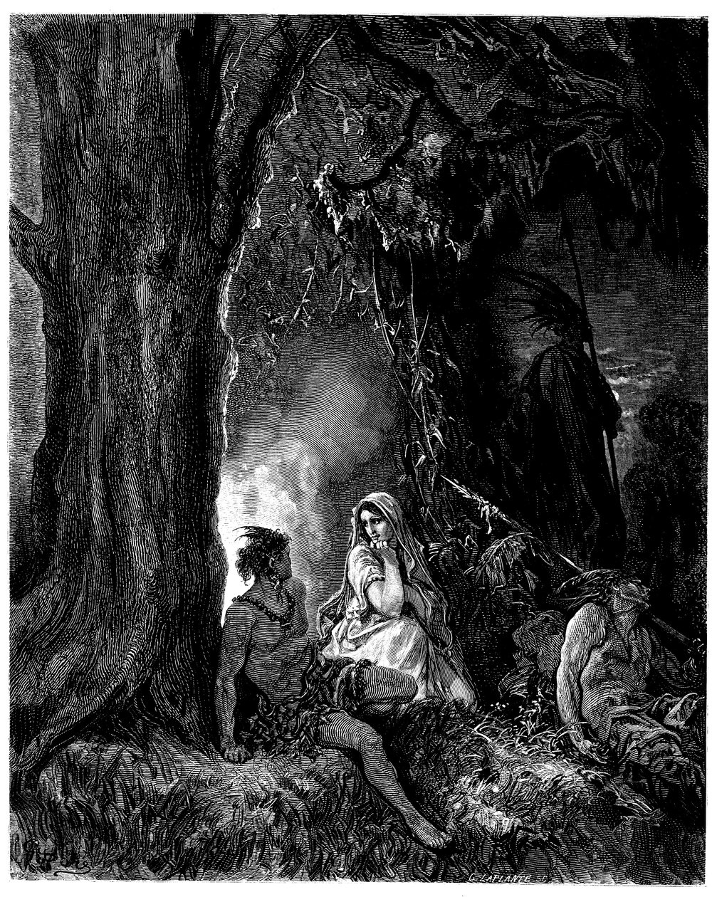 Illustratie door Gustave Dore voor de roman van Francois Rene de Chateaubriand, Atala, editie Hachette 1863 door Gustave Dore