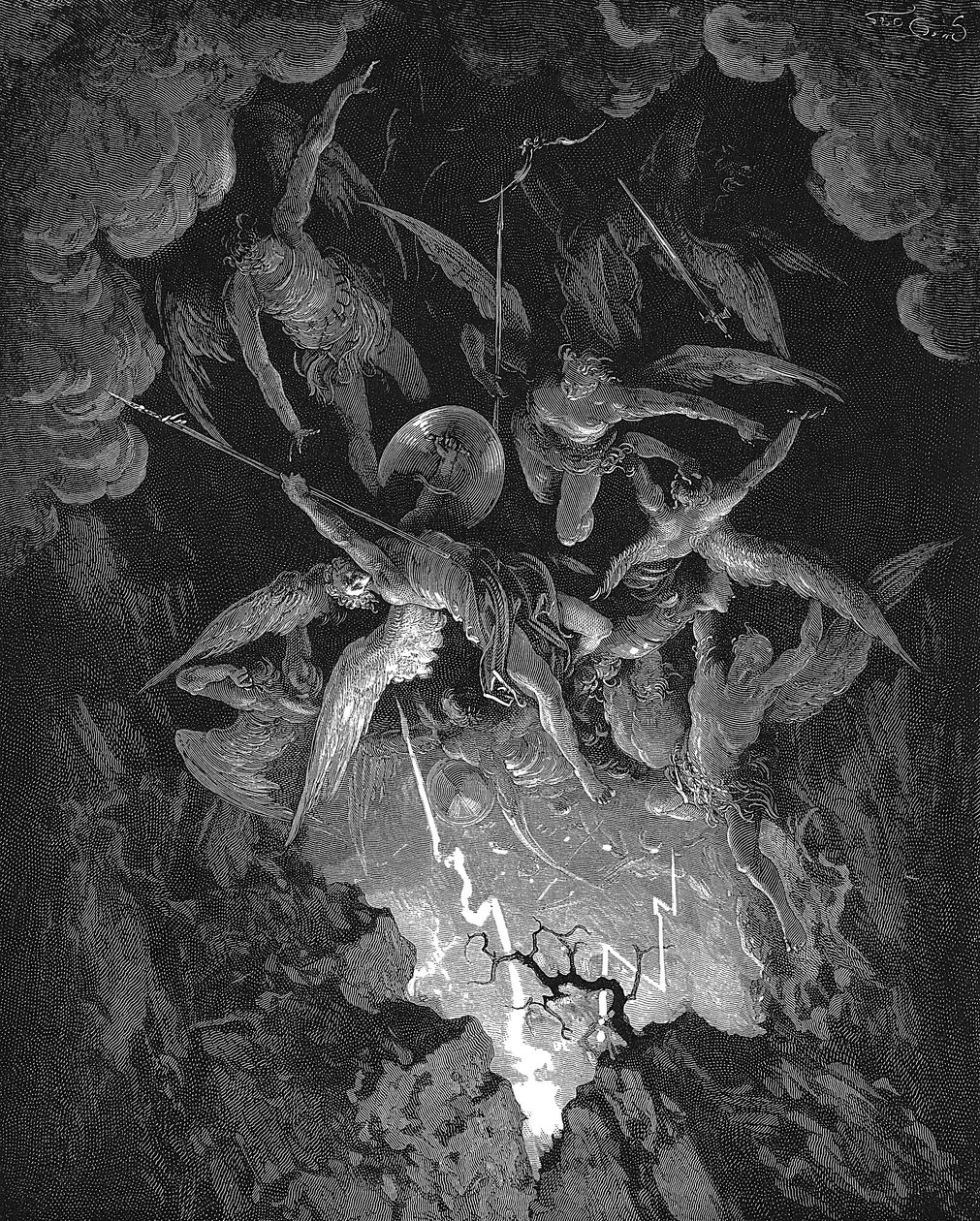 Illustratie uit John Miltons Paradise Lost door Gustave Dore