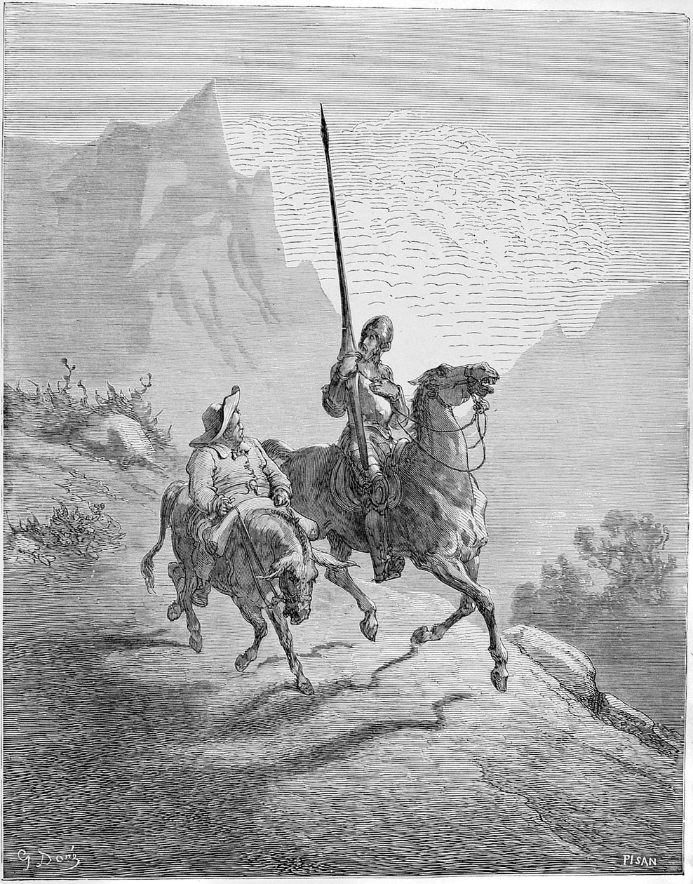 Illustratie bij het boek Don Quichot de la Mancha door M. de Cervantes, 1863 door Gustave Dore