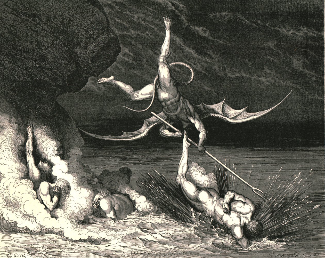In de achtervolging riep hij daarom uit, Gij zijt gevangen, c1890 door Gustave Dore