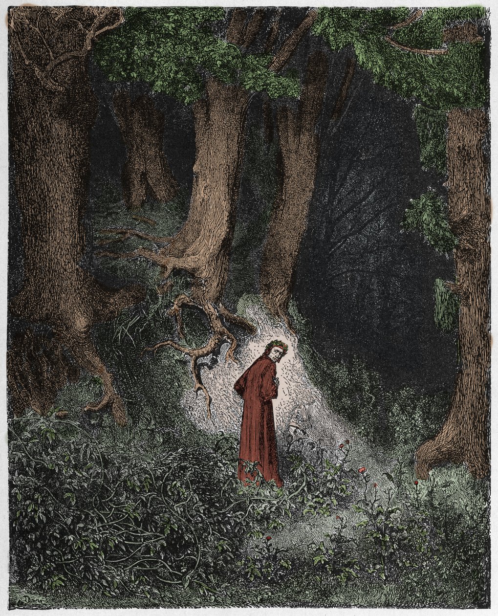 Inferno, Canto 1: Dante in het woeste woud, illustratie uit "De Goddelijke Komedie" door Dante Alighieri, 1885 door Gustave Dore