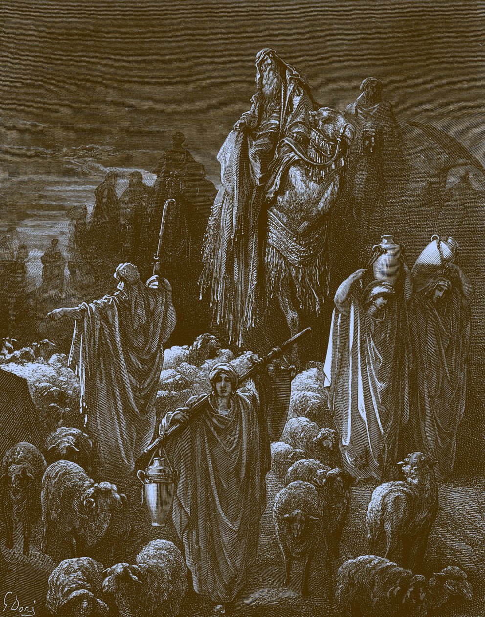 Jacob reist naar Egypte, door Doré - Bijbel door Gustave Dore