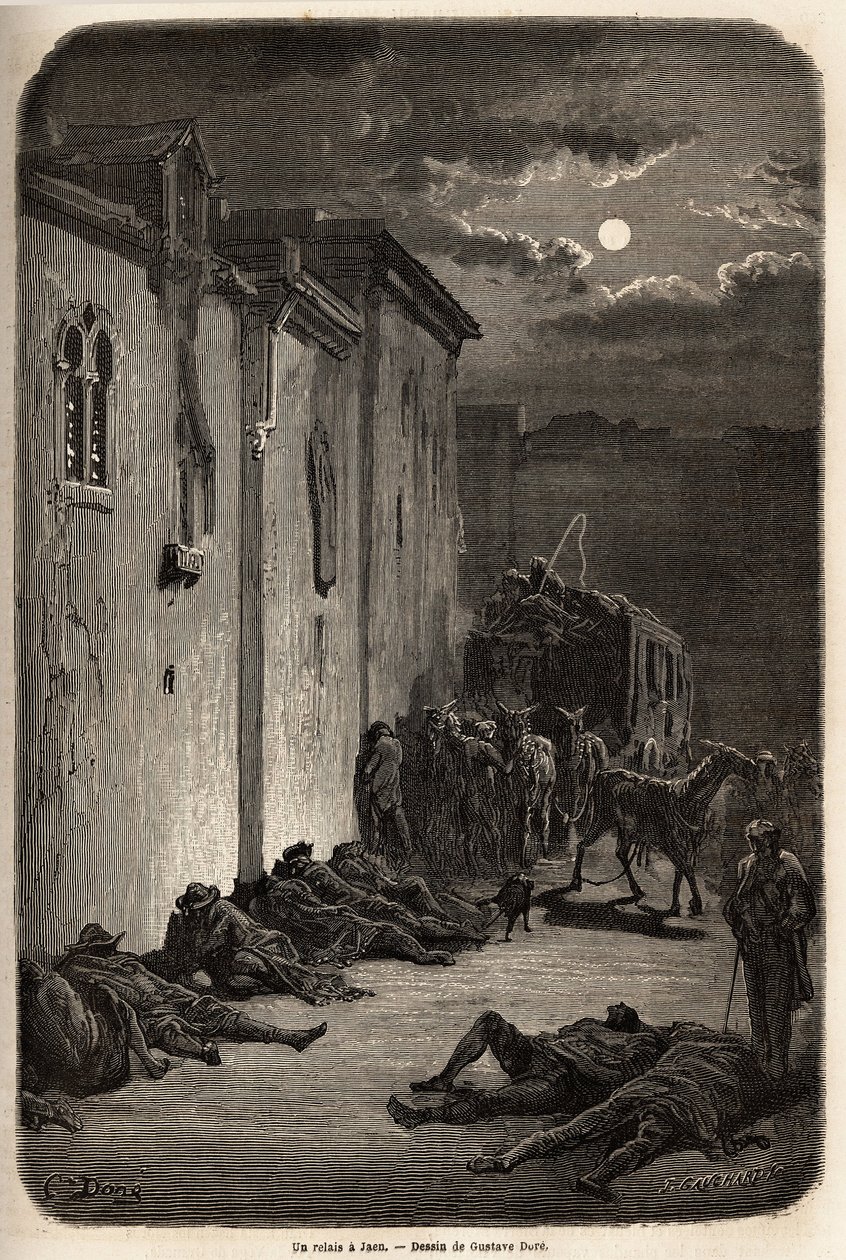 Een nacht in een relais in Jaen. Illustratie van Gustave Dore
