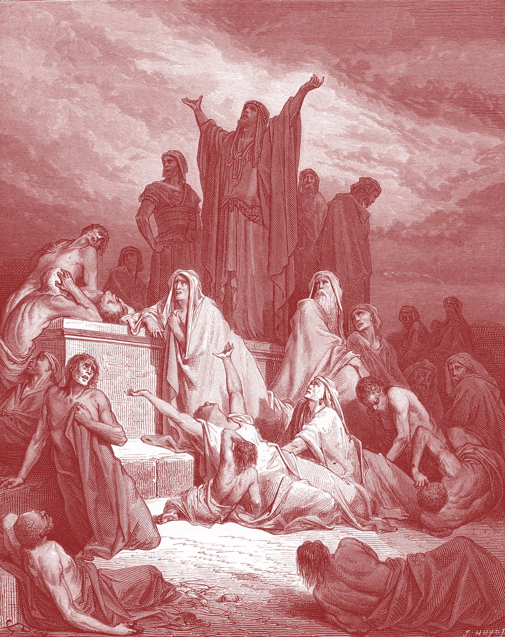 Plaag van Jeruzalem, gravure door Doré - Bijbel door Gustave Dore