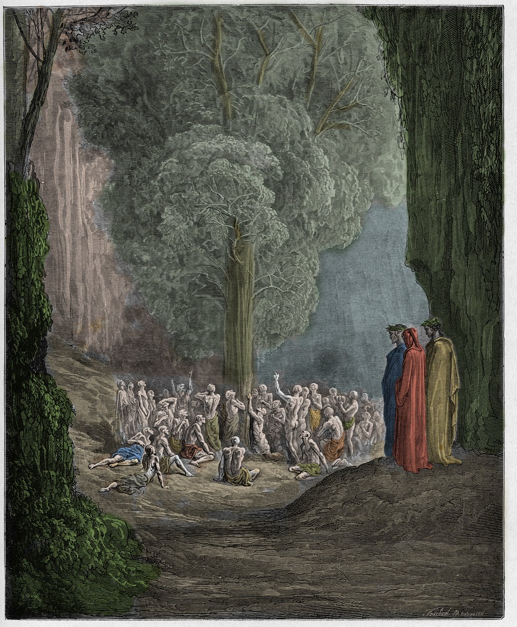 Purgatorio, Canto 24: De gulzige zielen huilend onder de boom, illustratie uit "De Goddelijke Komedie" door Dante Alighieri, 1885 door Gustave Dore
