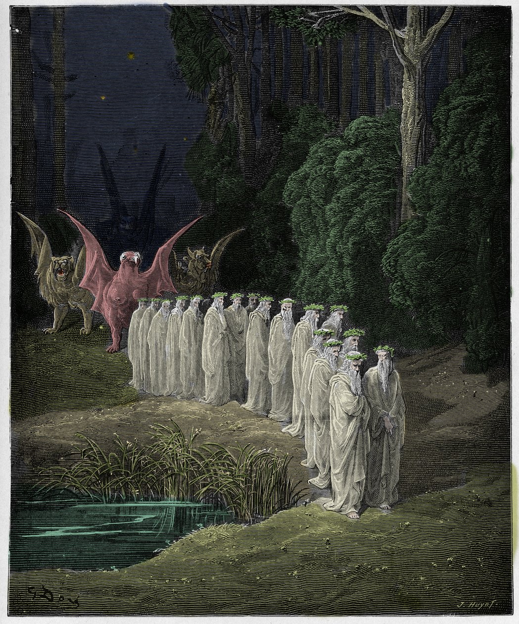 Purgatorio, Canto 29: De 24 ouderlingen in de apocalyptische processie, illustratie uit "De Goddelijke Komedie" door Dante Alighieri, 1885 door Gustave Dore
