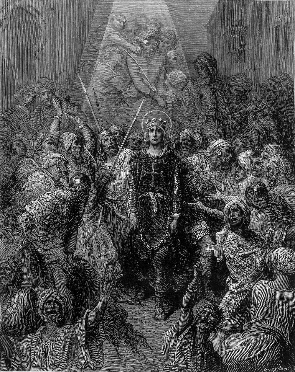 Sint Louis gevangen genomen in Mansoura, tijdens de 7e kruistocht in 1250 - gravure door Gustave Doré door Gustave Dore