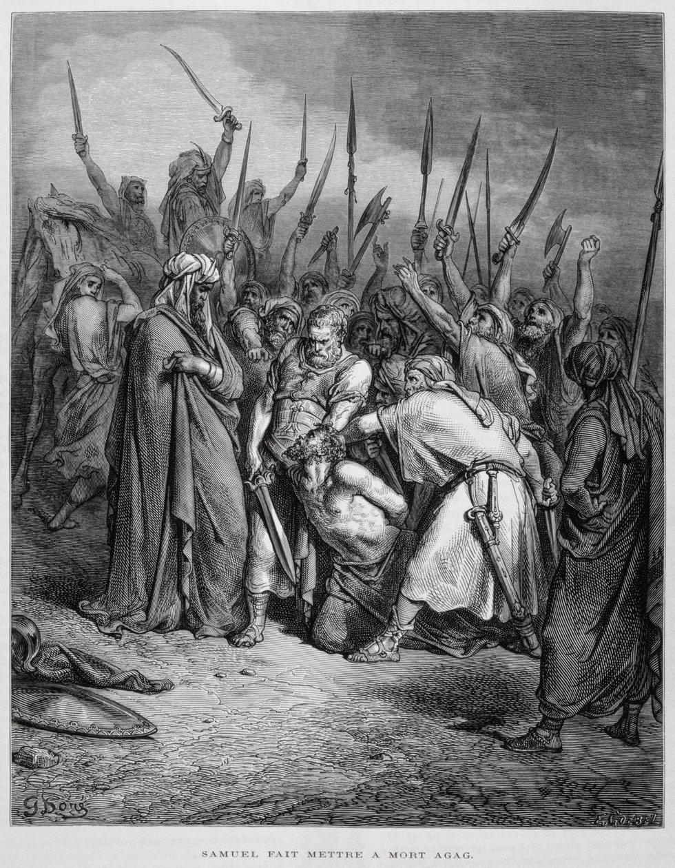 Samuel doodt Agag, Illustratie uit de Dore Bijbel door Gustave Dore