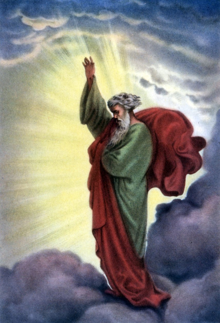 Set van bijbelse educatieve ansichtkaarten uit de jaren 50, gemaakt naar Schone Kunsten: hier naar "God de Vader" door Gustave Doré door Gustave Dore