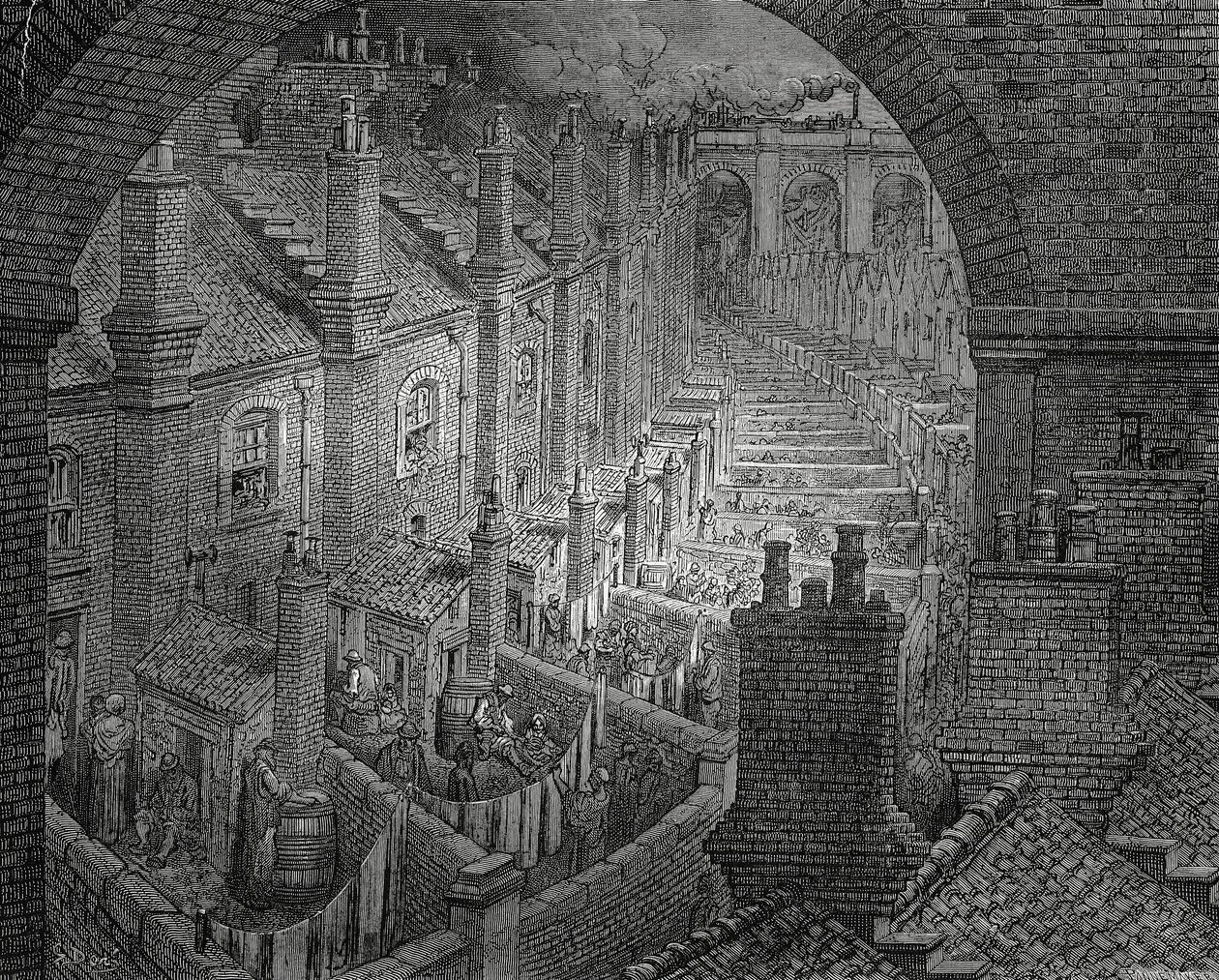 Sloppenwijken van Londen, gravure door Gustave Doré door Gustave Dore